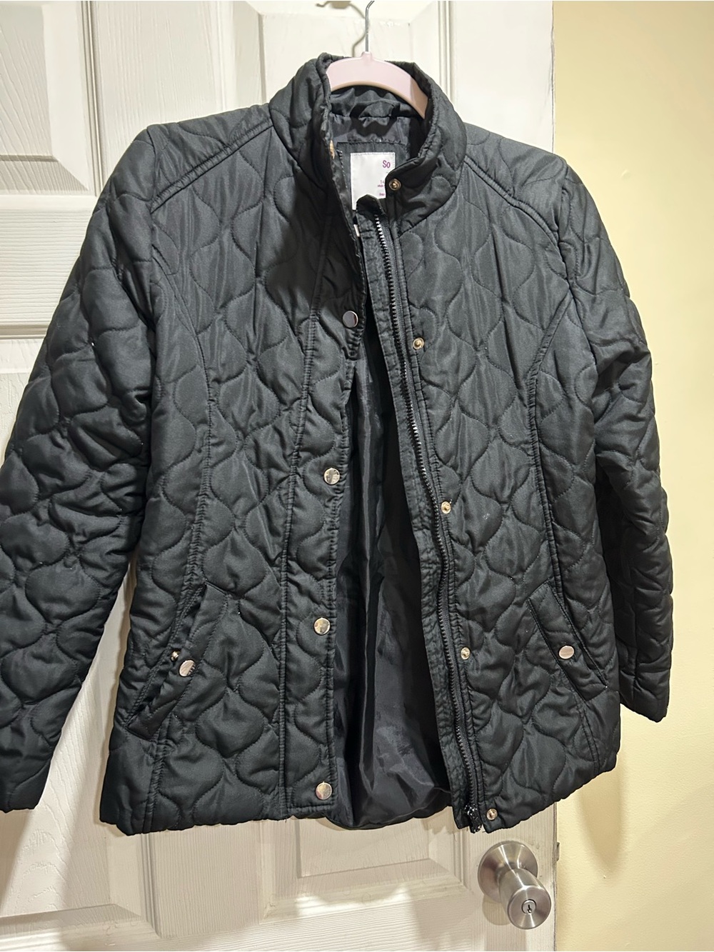 SO Quilted Black Puff Jacket for Kids